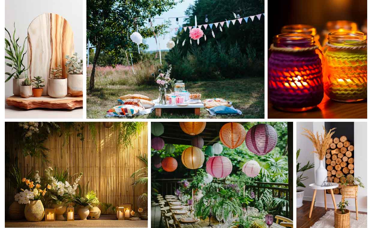 Recycled glass vases and ceramic bowls